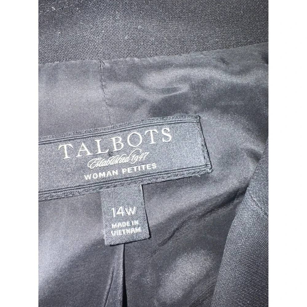 Talbots‎ Black 3-Button Blazer Jacket Women Petites 14W Pleated Pockets Workwear